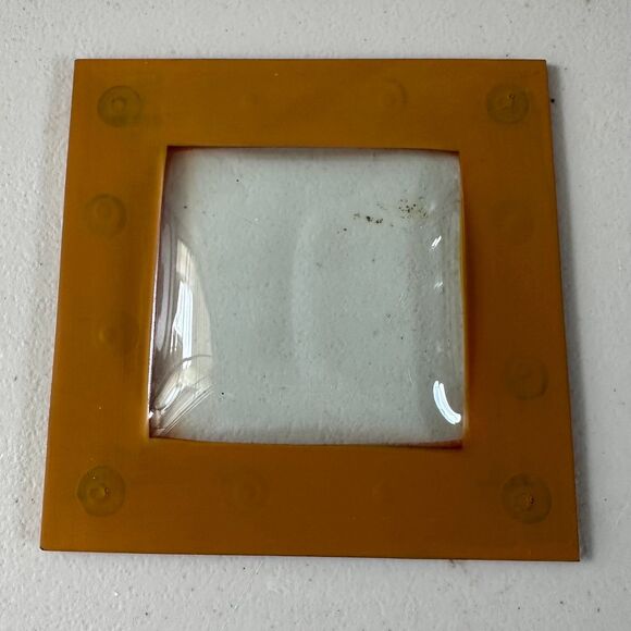 Vintage Unbranded Hand Painted Clear Retro Square Trinket Glass Tray Plate - Picture 2 of 2